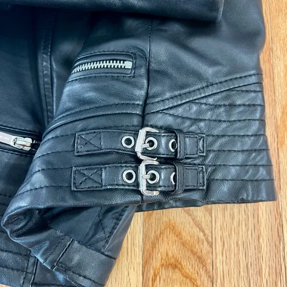 Michael Kors black Moto Lambs Leather Jacket XS - Picture 8 of 13